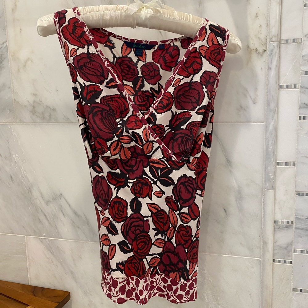 Silk faux-wrap sleeveless blouse by Boden